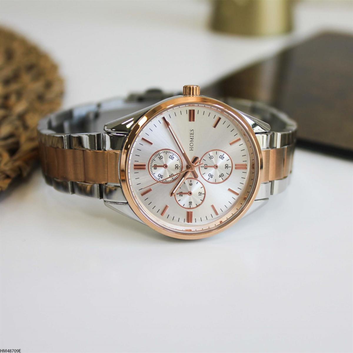 Homies HM48709E 35 mm Gri-Rose Gold Metal Kordon Analog Kadın Kol Saati