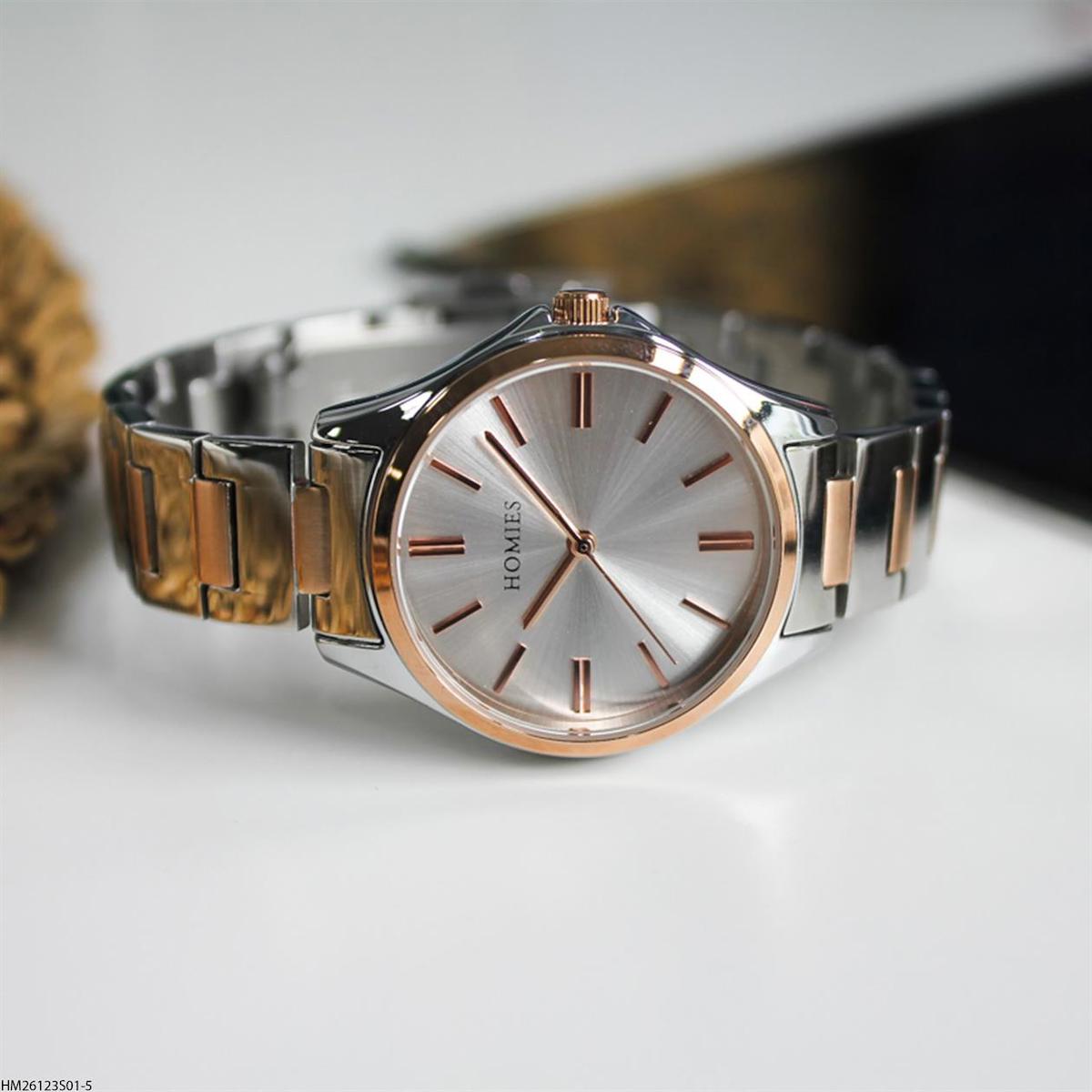 Homies HM26123S01-5 32 mm Gri-Rose Gold Çelik Kordon Analog Kadın Kol Saati