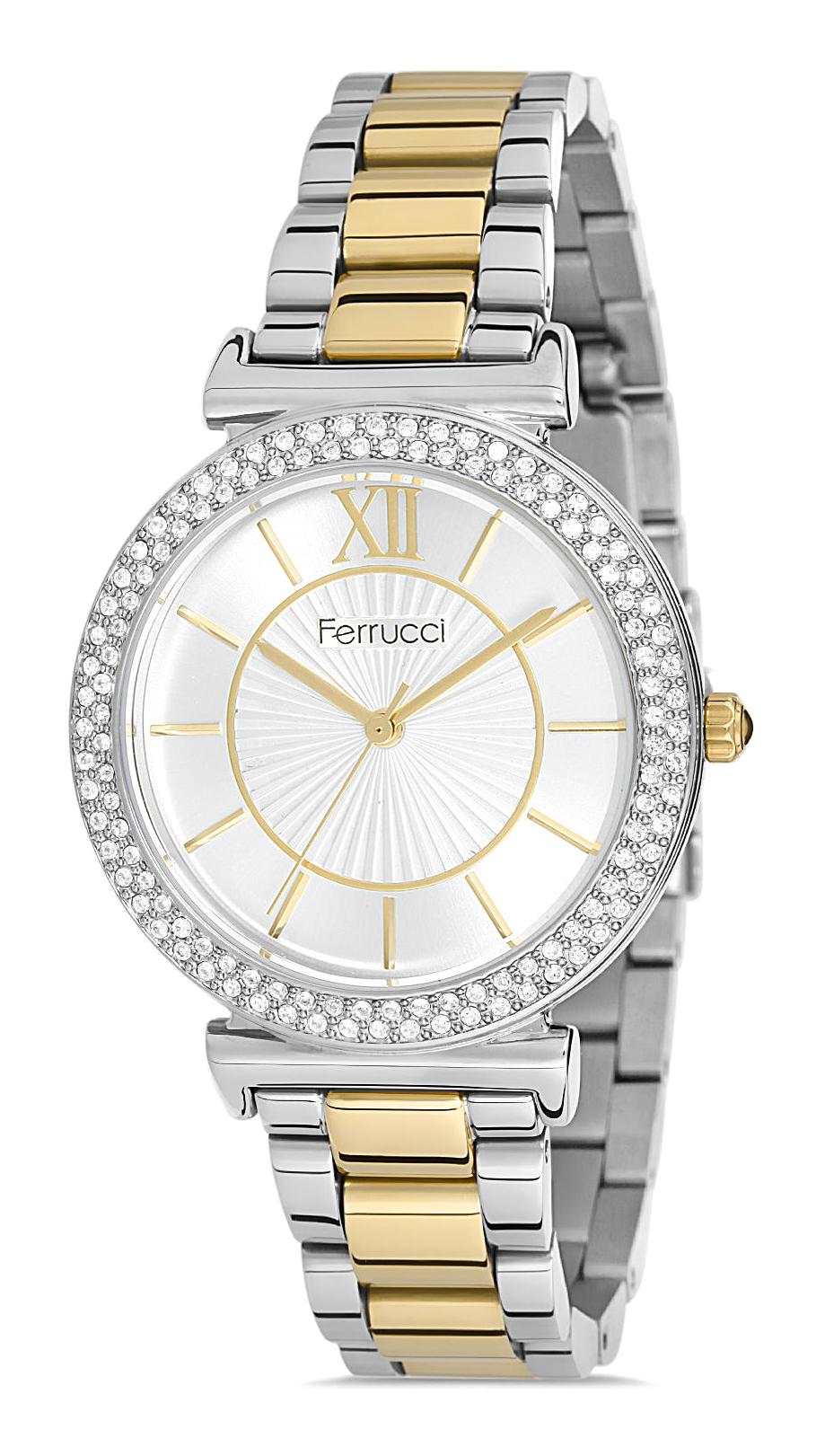 Ferrucci FFQ111614.A12 35 mm Altın-Gri Metal Kordon Analog Kadın Kol Saati