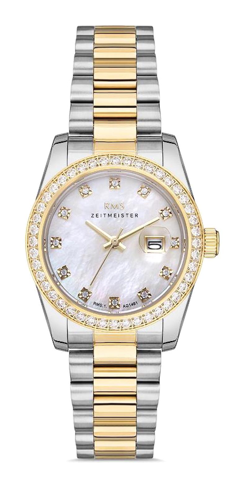 Romanson GR.1.AG1461.08 Takvimli 31 mm Altın-Gri Çelik Kordon Analog Kadın Kol Saati