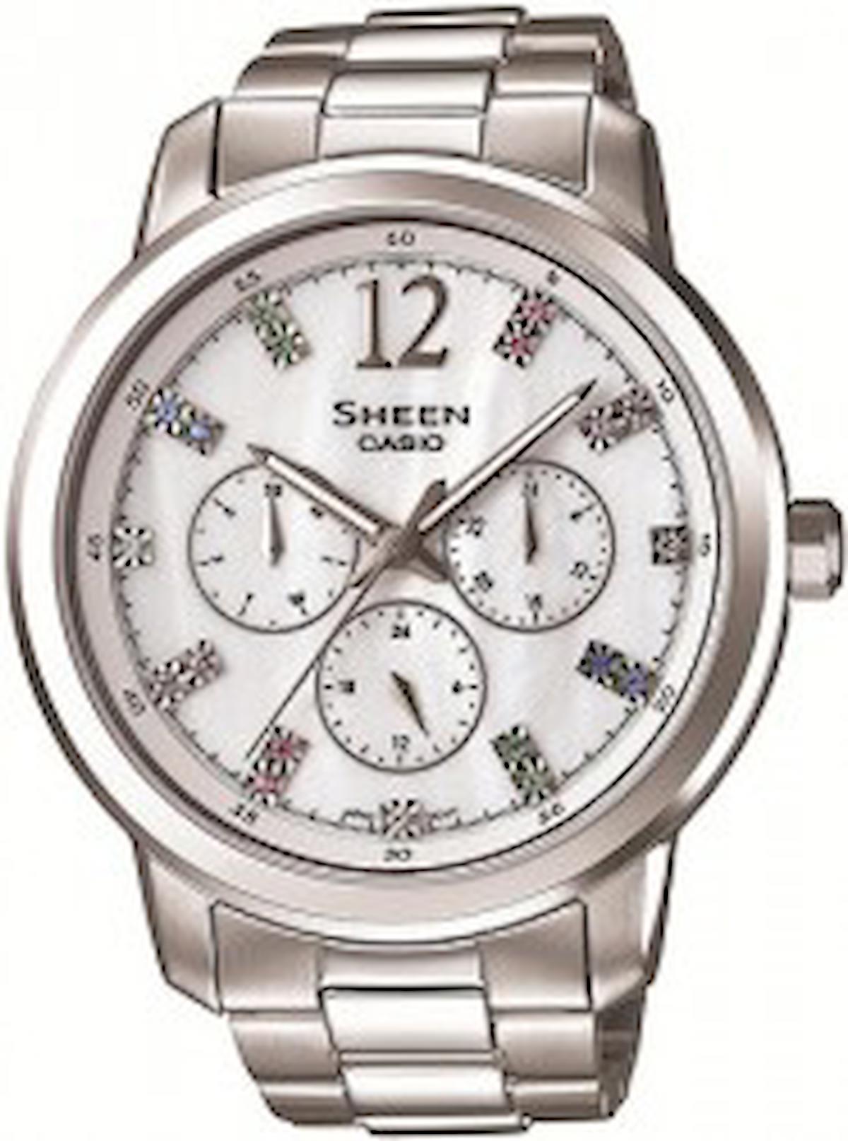 Casio SHE-3802D-7ADR Takvimli 42 mm Gri Çelik Kordon Analog Kadın Kol Saati