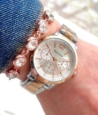 Ferrucci Takvimli 35 mm Gri-Rose Gold Çelik Kordon Analog Kadın Kol Saati