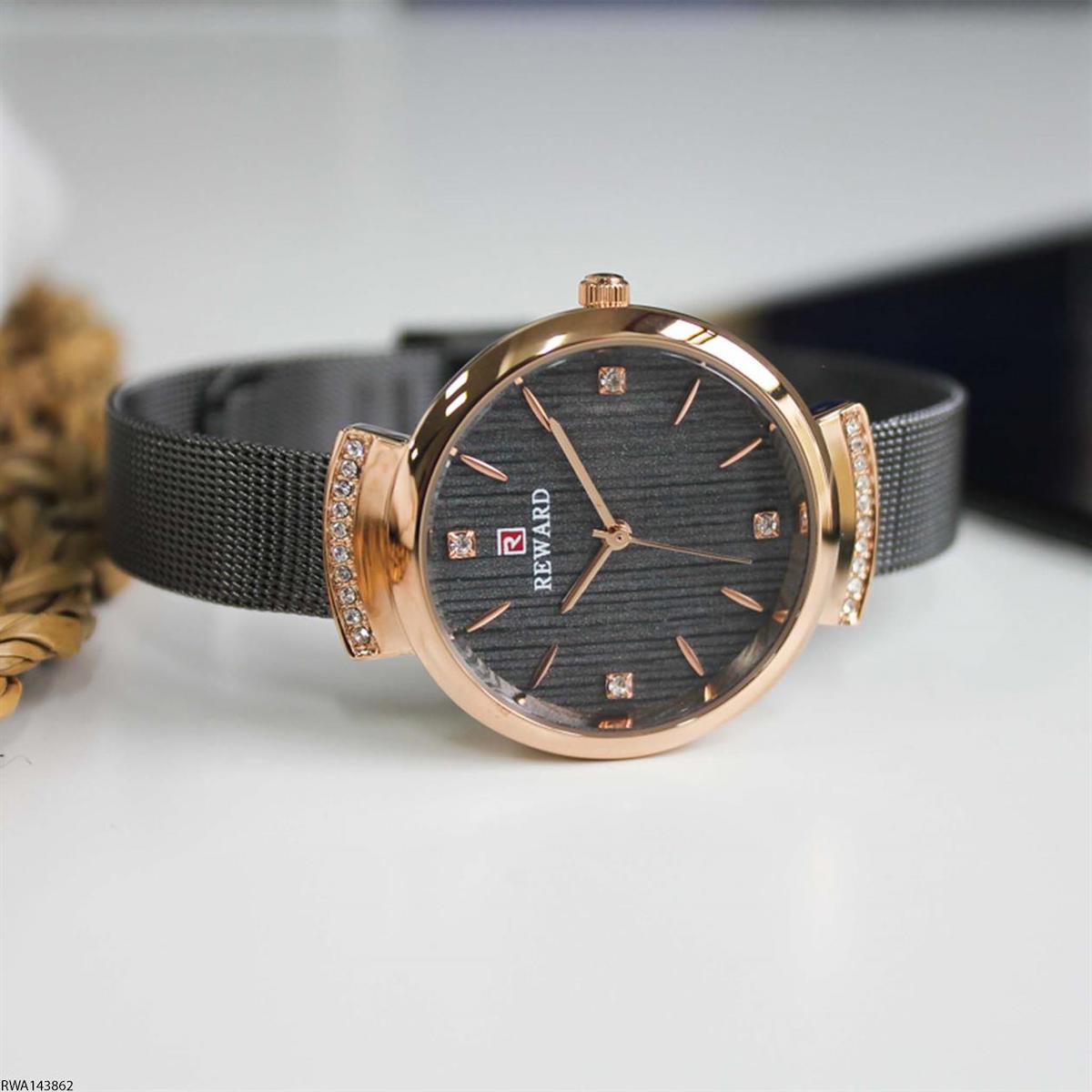 Reward RWA143862 33 mm Siyah Çelik Kordon Analog Kadın Kol Saati