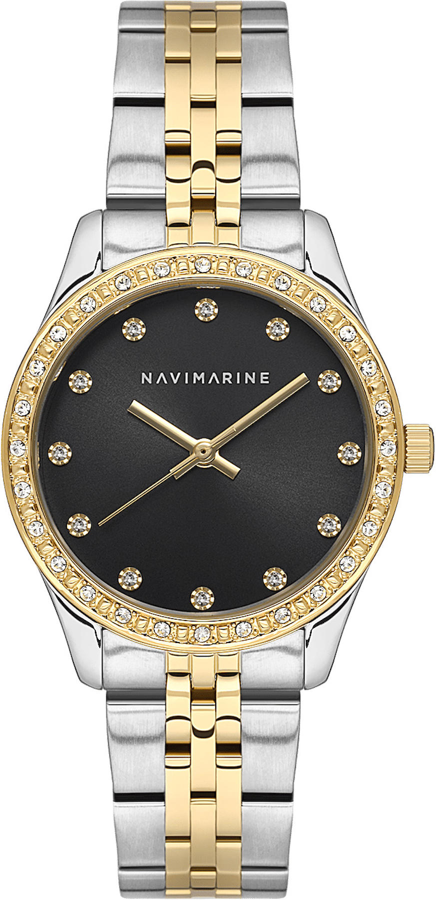 Navimarine NM166-06 34 mm Altın-Gri Çelik Kordon Analog Kadın Kol Saati