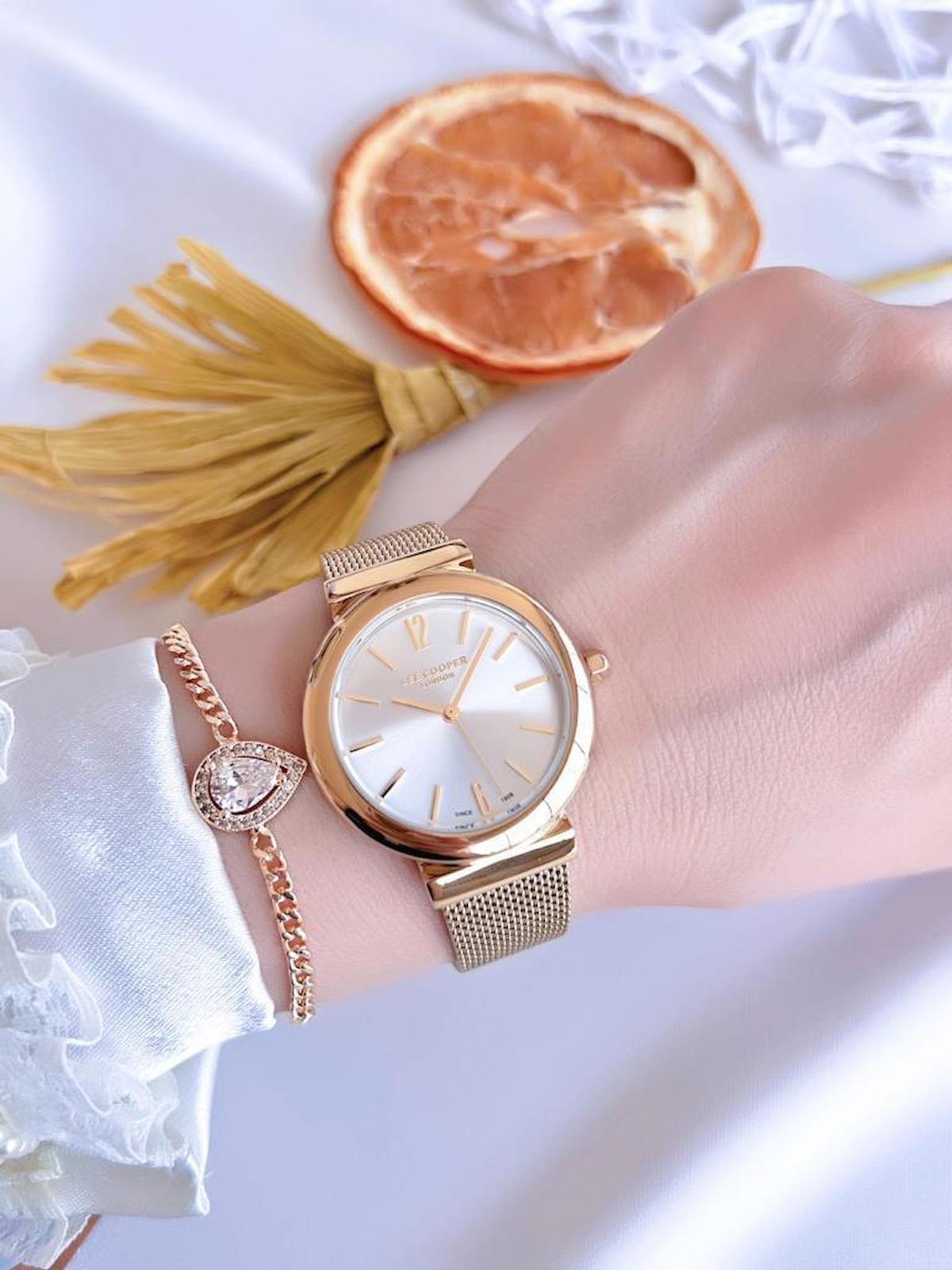 Lee Cooper LC.391 40 mm Altın Çelik Kordon Analog Kadın Kol Saati