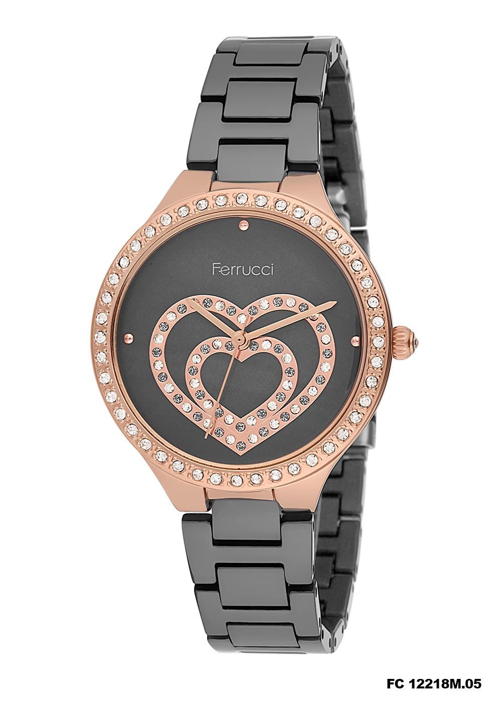 Ferrucci 8FM2395 38 mm Siyah Metal Kordon Analog Kadın Kol Saati