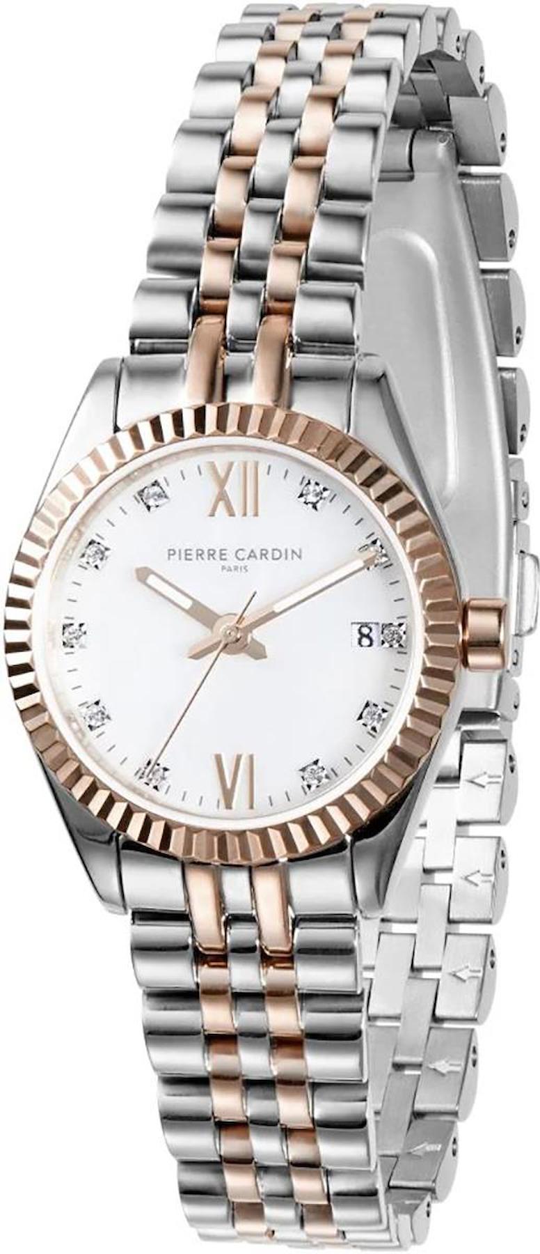 Pierre Cardin COP.1006 Takvimli 28 mm Gri-Rose Gold Çelik Kordon Analog Kadın Kol Saati