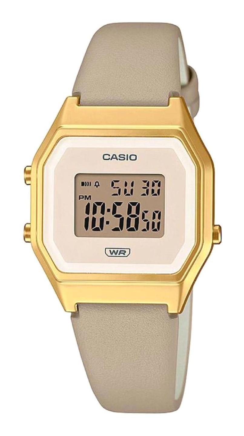 Casio LA680WEGL-5DF Takvimli 25 mm Bej Deri Kordon Analog Kadın Kol Saati