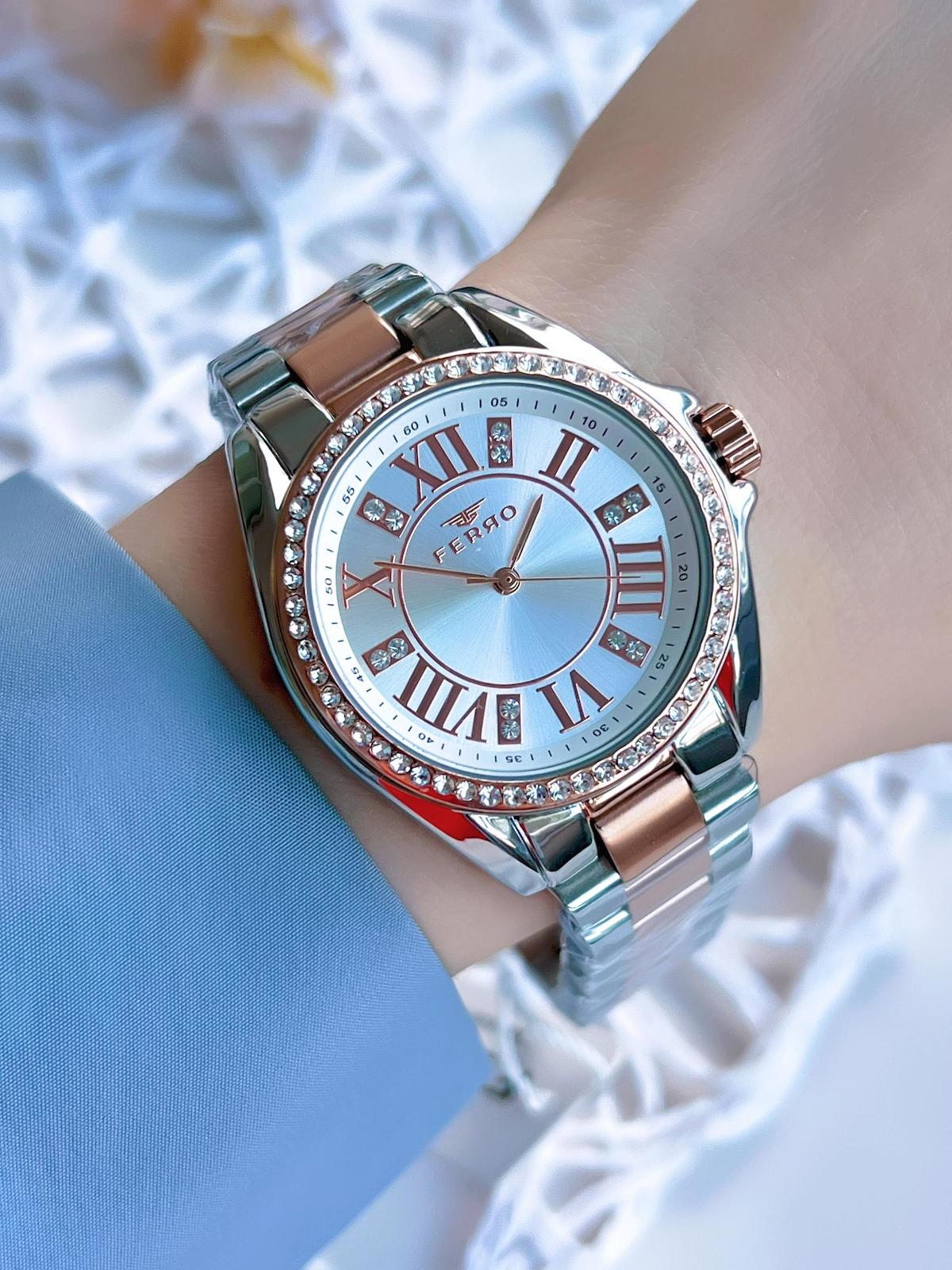Ferro BF51336-E 36 mm Gri-Rose Gold Çelik Kordon Analog Kadın Kol Saati