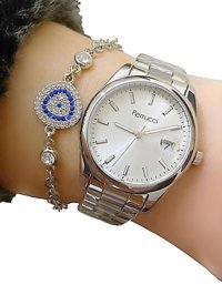 Ferrucci Takvimli 36 mm Gümüş Çelik Kordon Analog Kadın Kol Saati