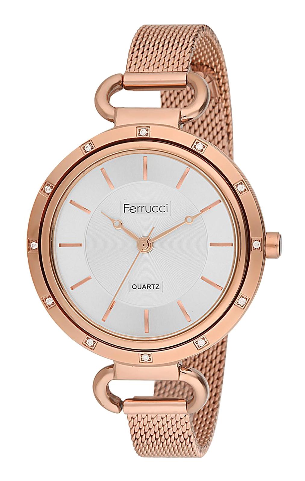 Ferrucci 9FM255 38 mm Rose Gold Çelik-Hasır Kordon Analog Kadın Kol Saati
