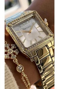 Ferrucci 34 mm Altın Çelik Kordon Analog Kadın Kol Saati