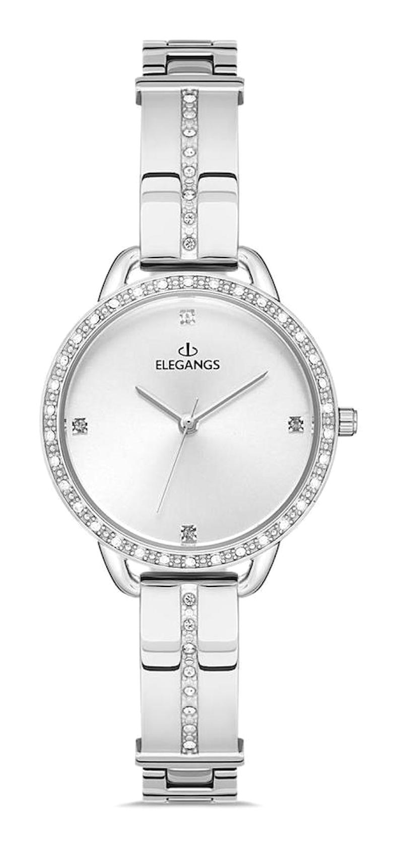 Elegangs EL2446.1 30 mm Gri Çelik Kordon Analog Kadın Kol Saati