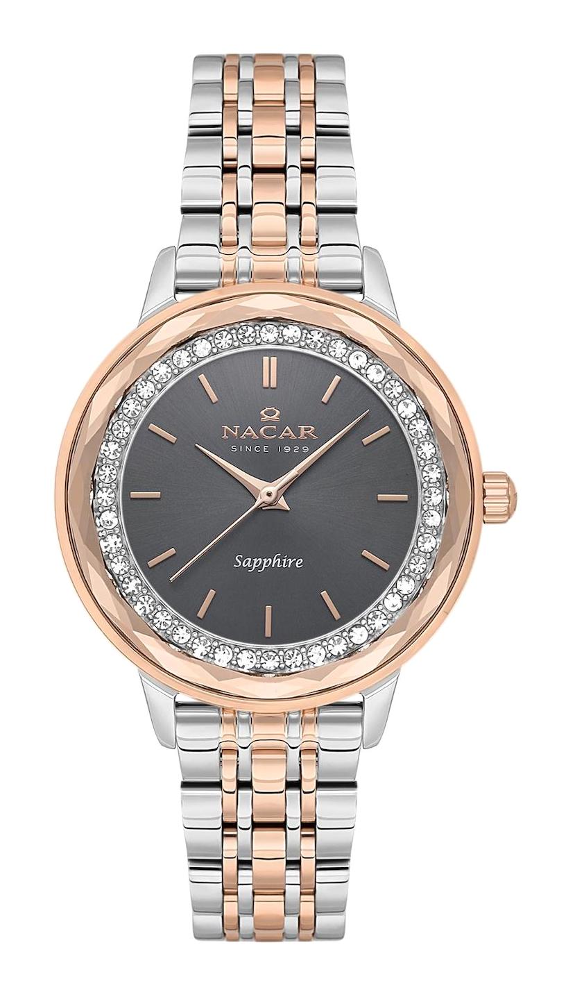 Nacar 33398223-EGMS 32 mm Gri-Rose Gold Metal Kordon Analog Kadın Kol Saati