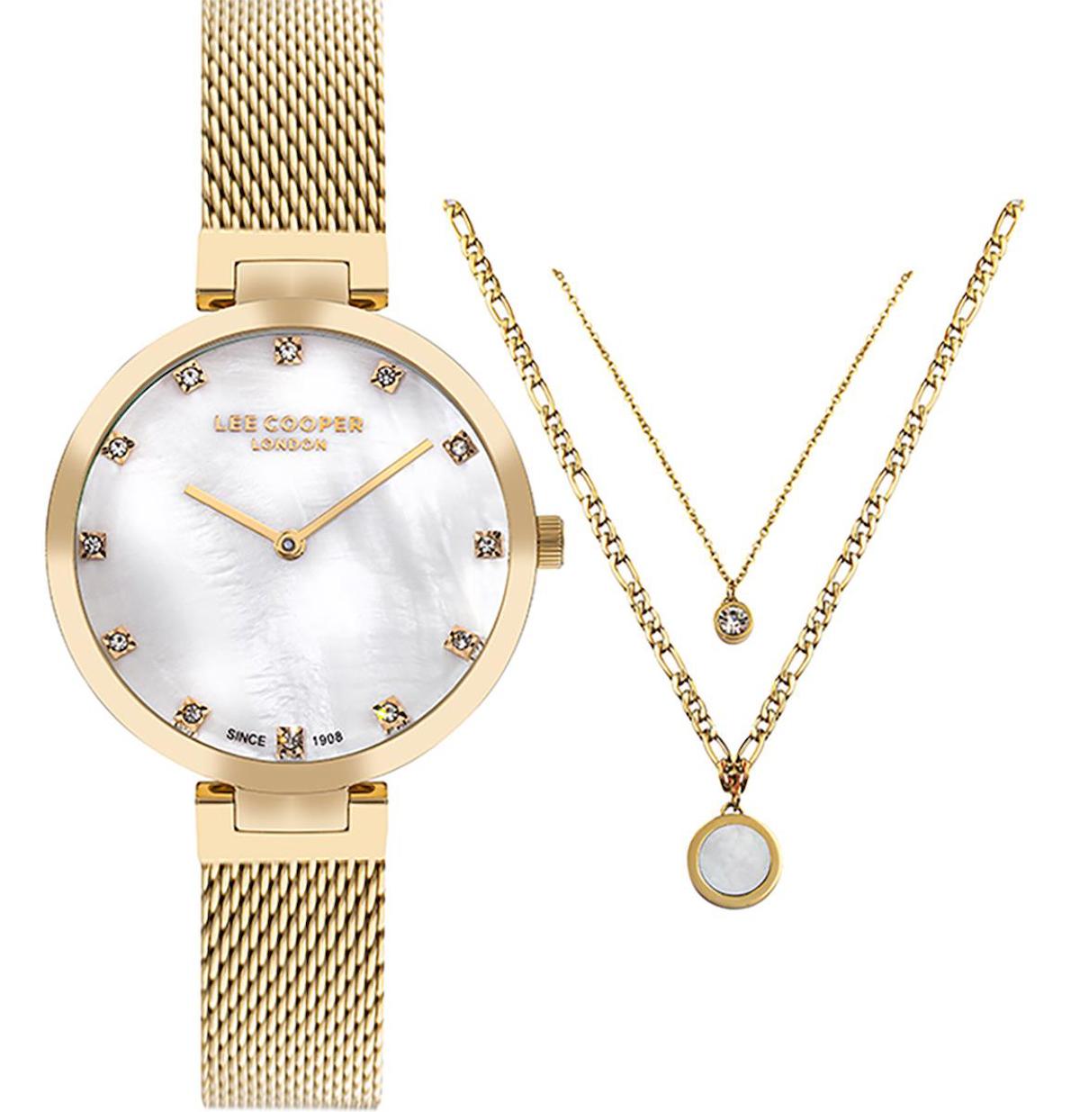 Lee Cooper LC07806.120 36 mm Altın Metal Kordon Analog Kadın Kol Saati