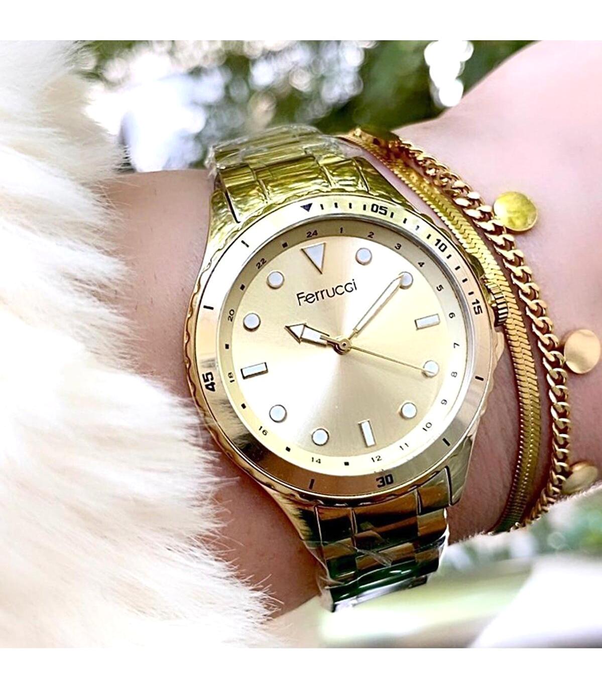 Ferrucci 35 mm Altın Çelik Kordon Analog Kadın Kol Saati