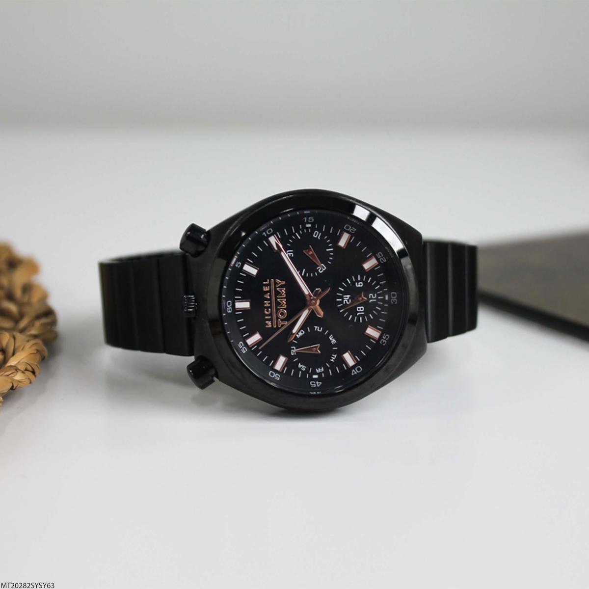 Michael Tommy MT20282SYSY63 Takvimli 39 mm Siyah Çelik Kordon Analog Kadın Kol Saati