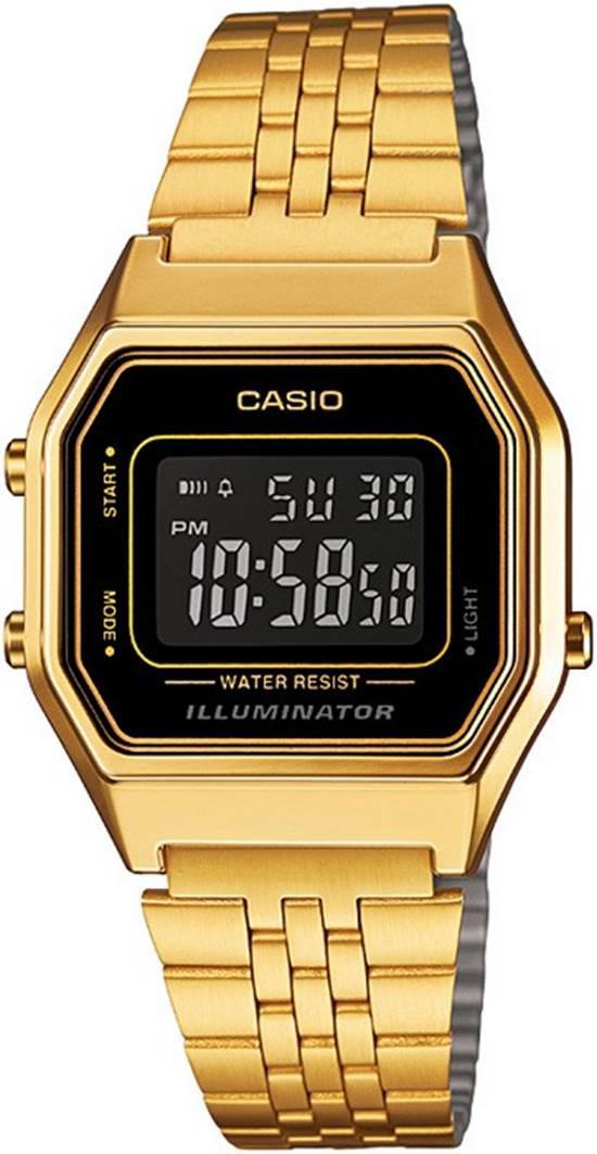 Casio LA680WGA-1BDF Takvimli 28 mm Altın Çelik Kordon Dijital Kadın Kol Saati