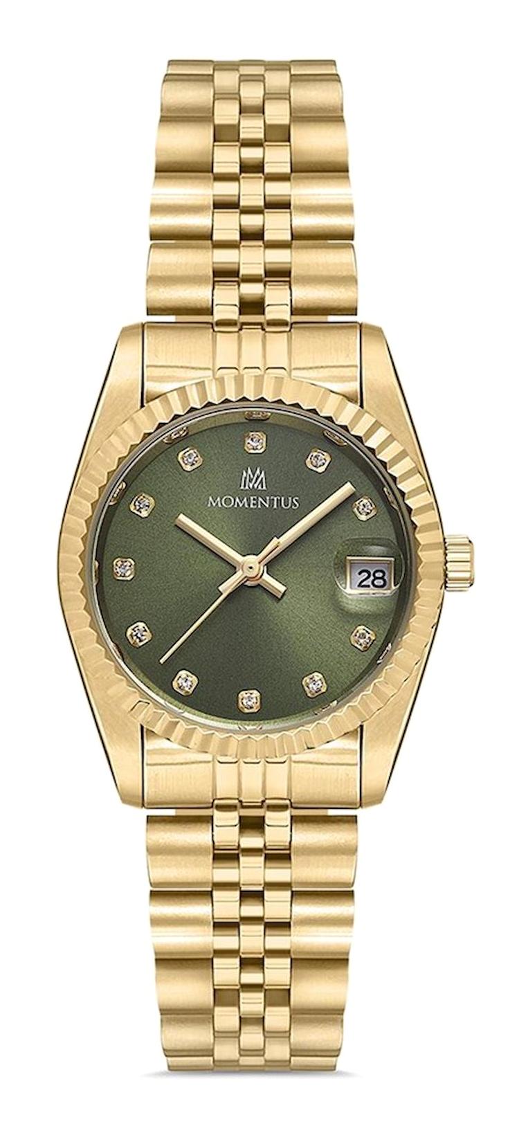 Momentus SW132G-15SG Takvimli 31 mm Altın Çelik Kordon Analog Kadın Kol Saati