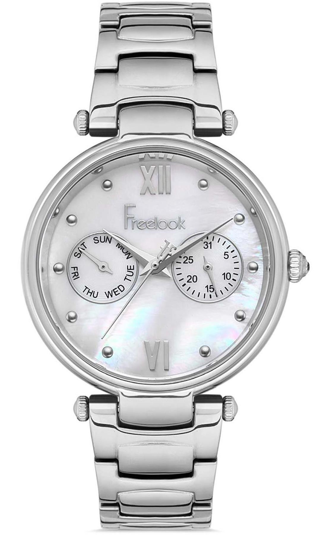 Freelook FL.1.10093.1 Takvimli 36 mm Gri Metal Kordon Analog Kadın Kol Saati