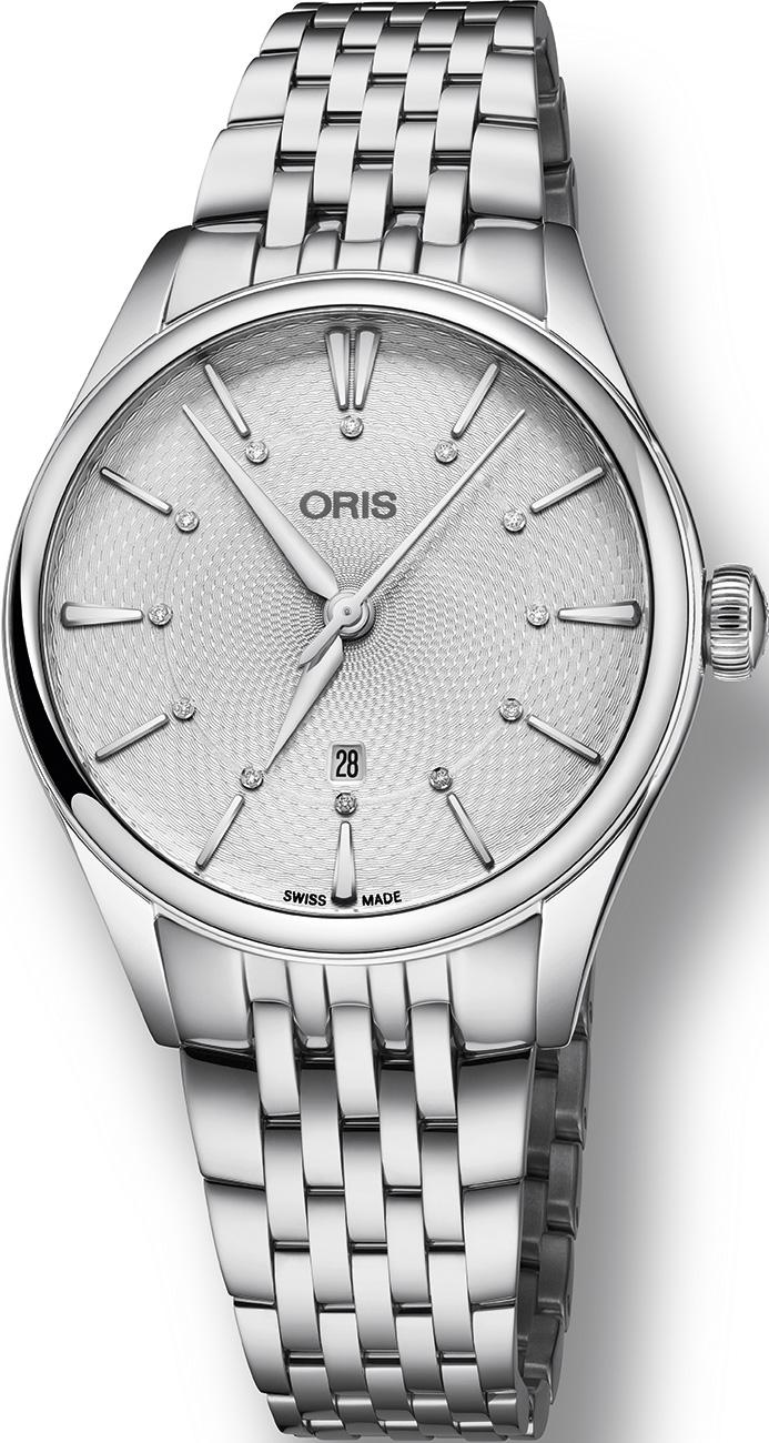 Oris 561-7724-4051-07-8-17-79 Takvimli 33 mm Gri Çelik Kordon Analog Kadın Kol Saati
