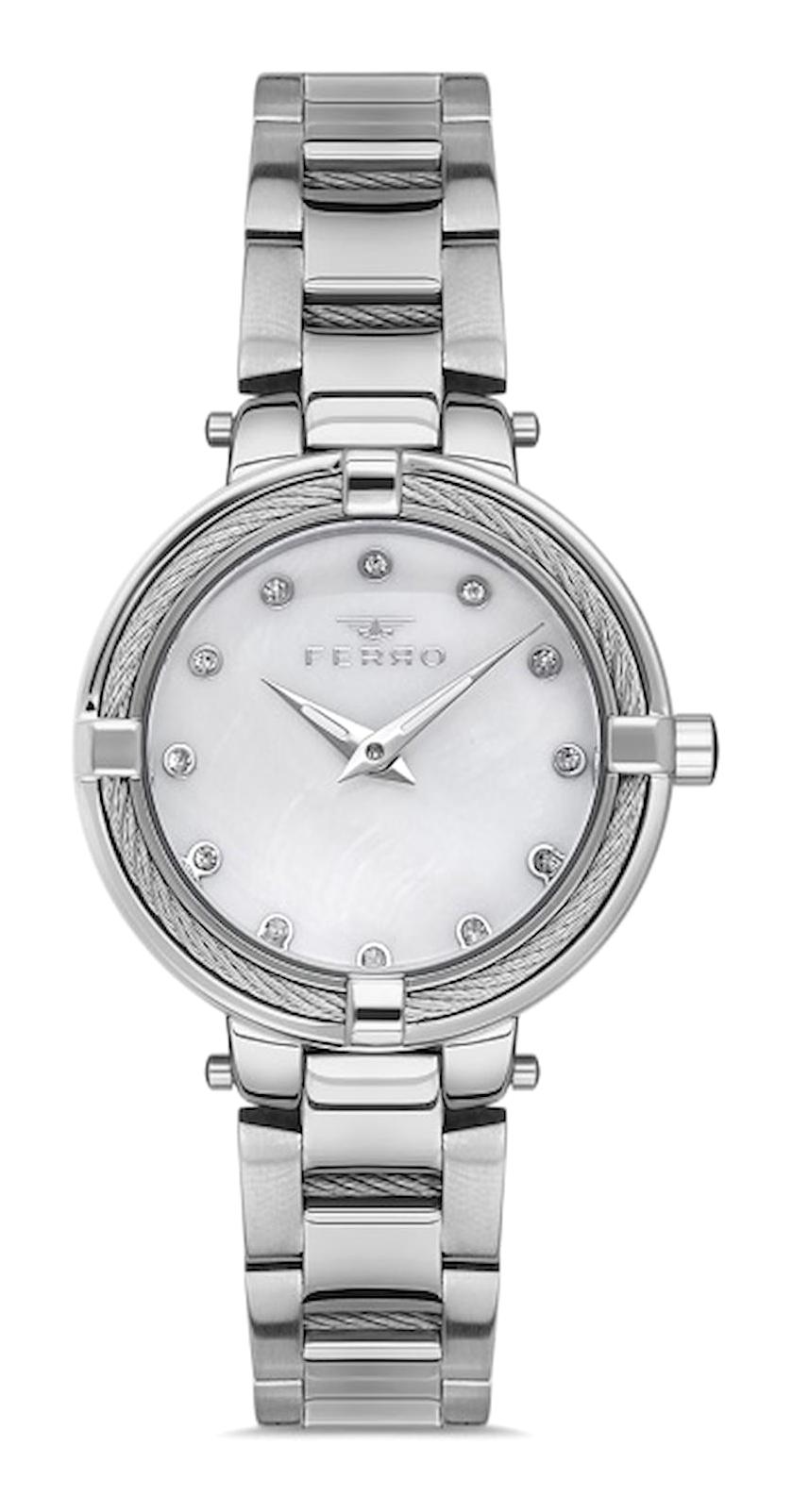 Ferro F40097A-A 35 mm Gri Metal Kordon Analog Kadın Kol Saati