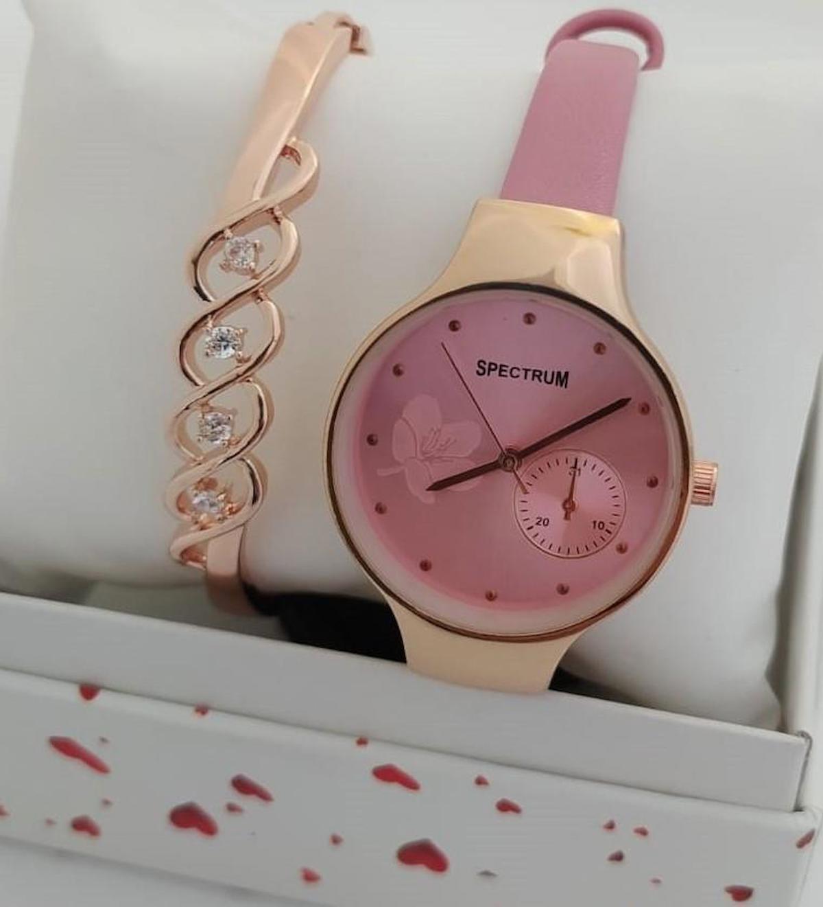 Stillove 31-34 mm Pembe Deri Kordon Analog Kadın Kol Saati