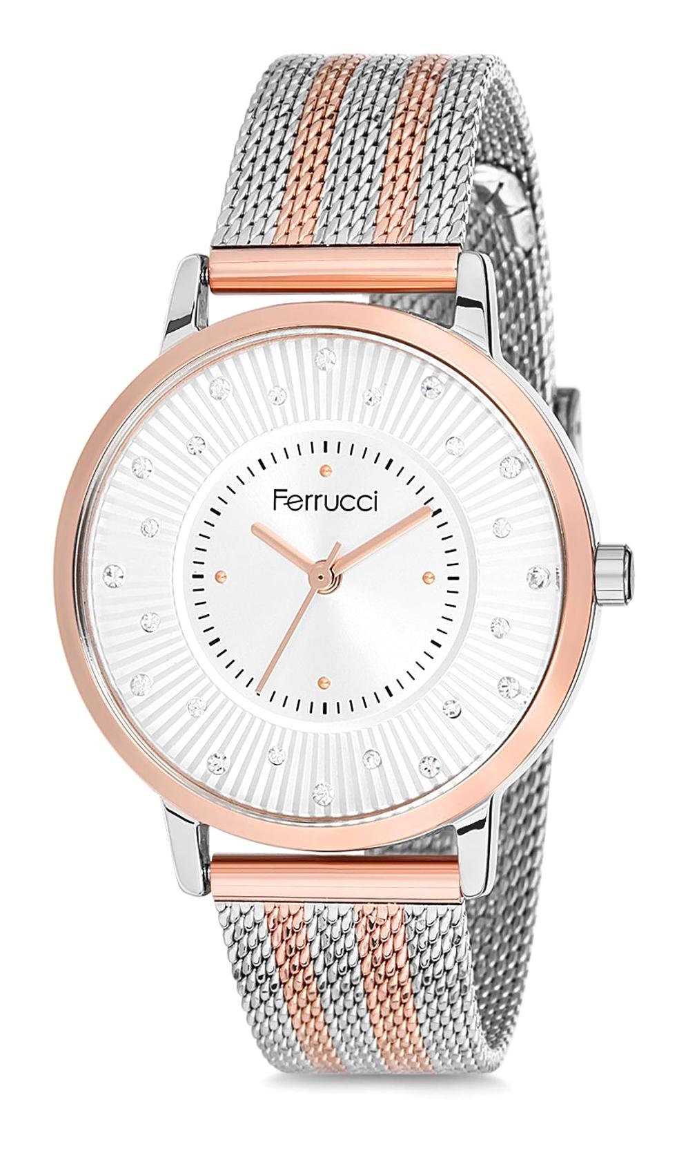 Ferrucci 9FM868 38 mm Gri-Rose Gold Metal Kordon Analog Kadın Kol Saati