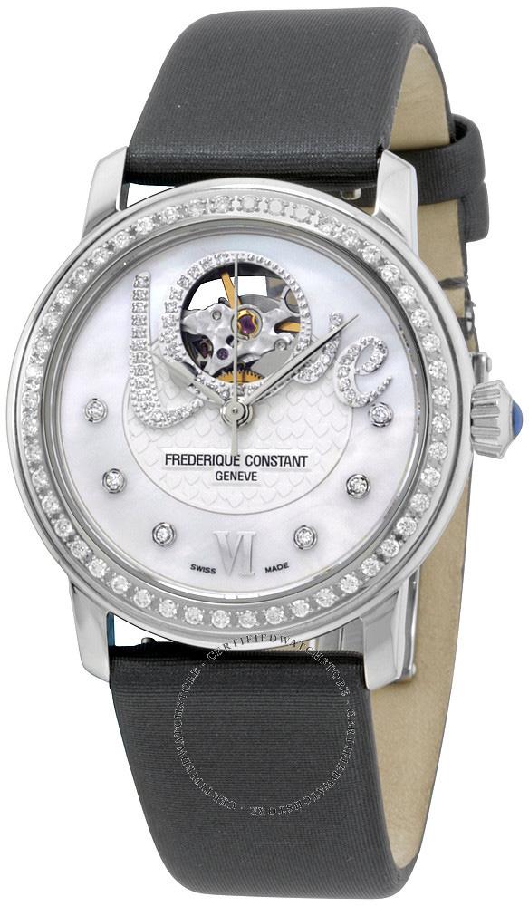 Frederique Constant FC310LHB2PD6 35 mm Siyah Deri Kordon Analog Kadın Kol Saati