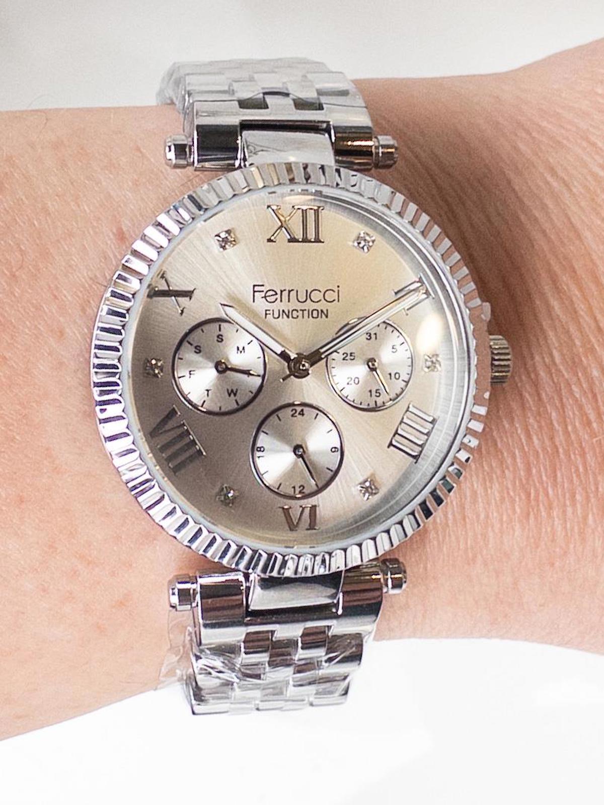 Ferrucci Takvimli 36-40 mm Gri Çelik Kordon Analog Kadın Kol Saati