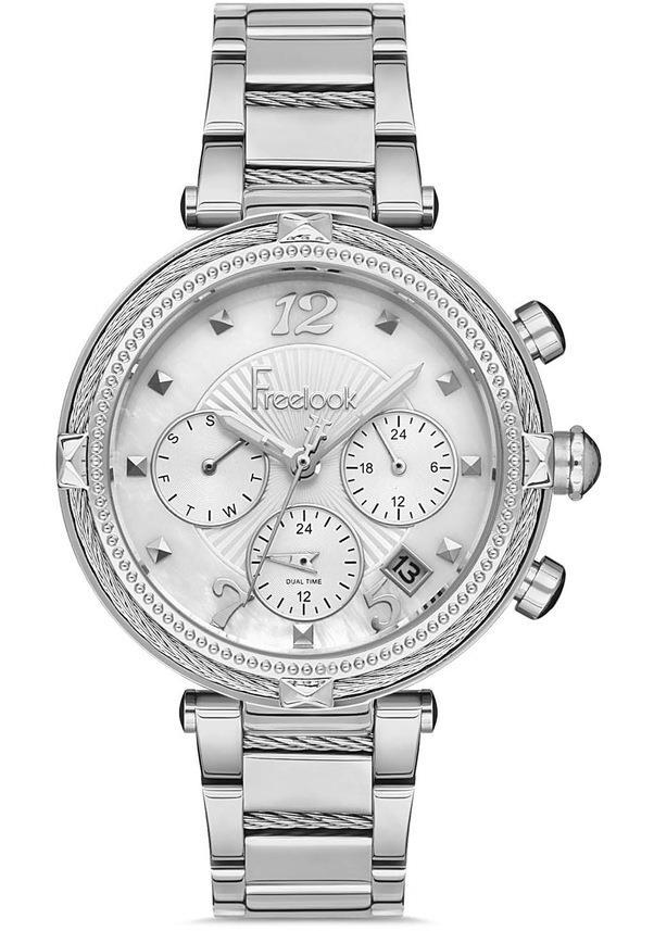 Freelook FL.1.10276.1 Takvimli 37 mm Gri Çelik Kordon Analog Kadın Kol Saati