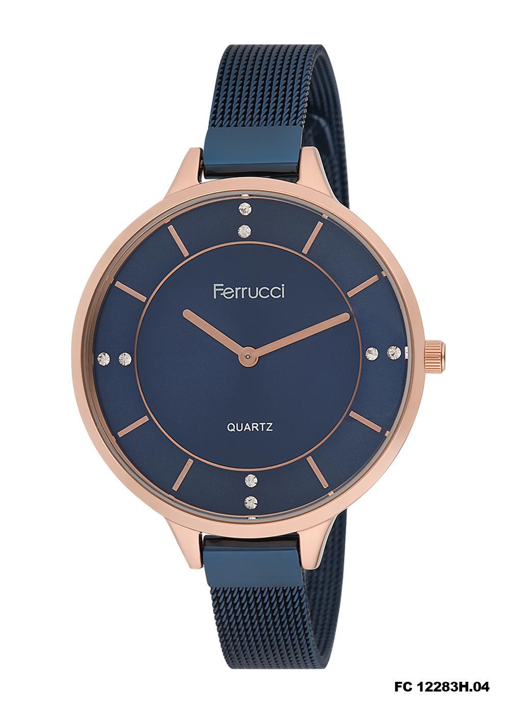 Ferrucci 9FM404 38 mm Lacivert Çelik-Hasır Kordon Analog Kadın Kol Saati