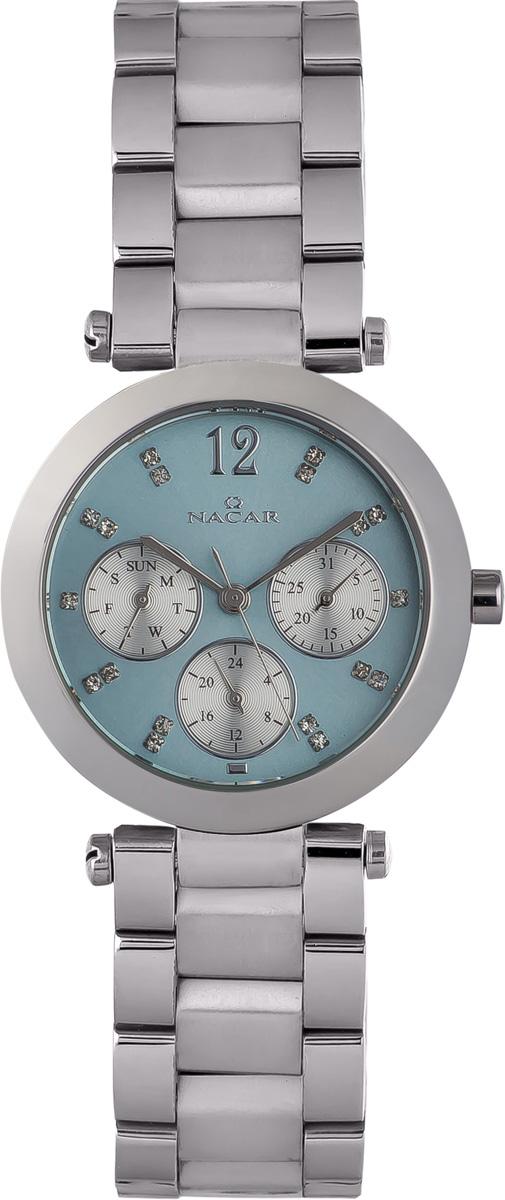 Nacar 21-193919-AUWM Takvimli 34 mm Gri Metal Kordon Analog Kadın Kol Saati