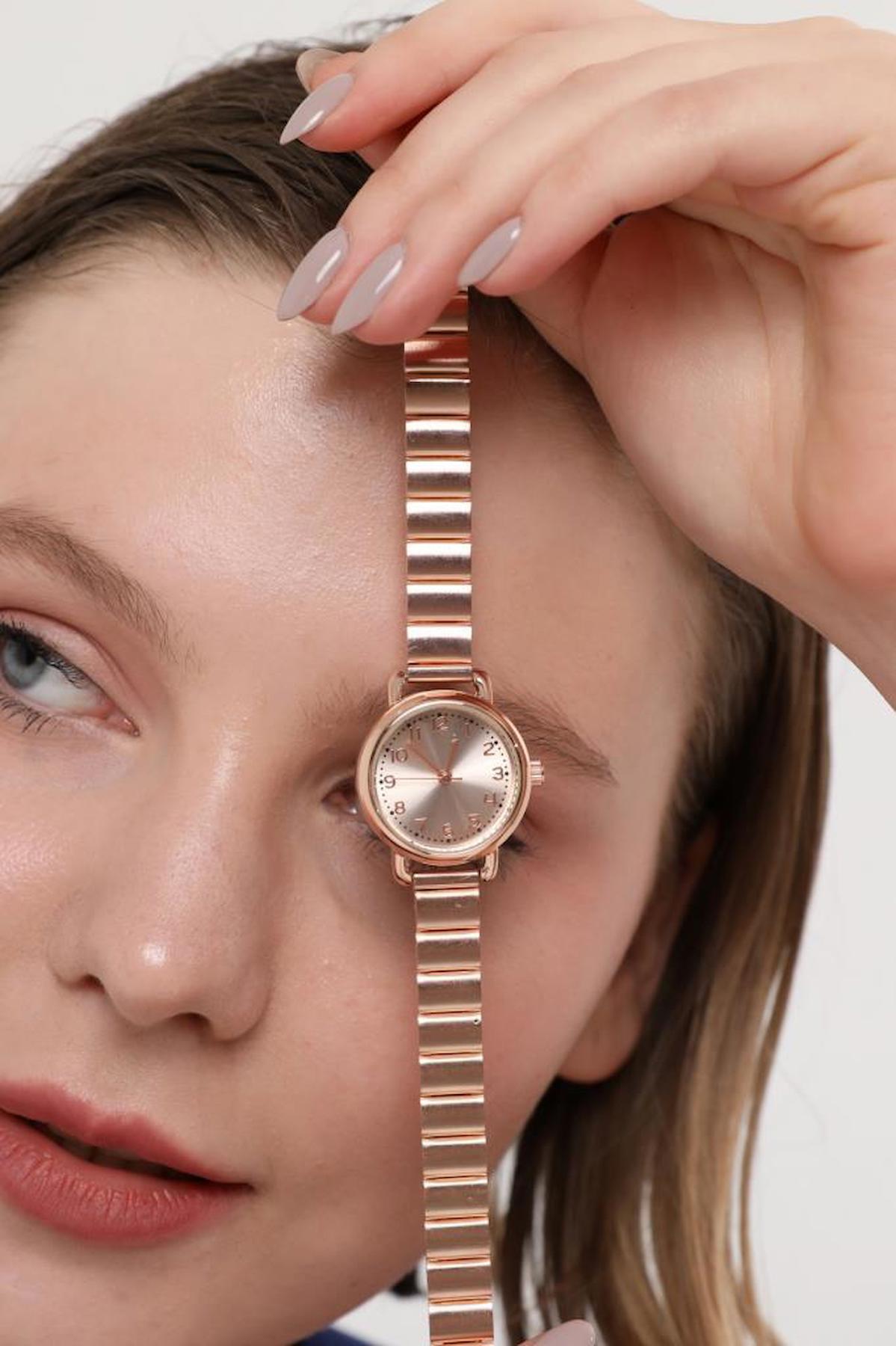 Oqqo 25 mm Rose Gold Metal Kordon Analog Kadın Kol Saati