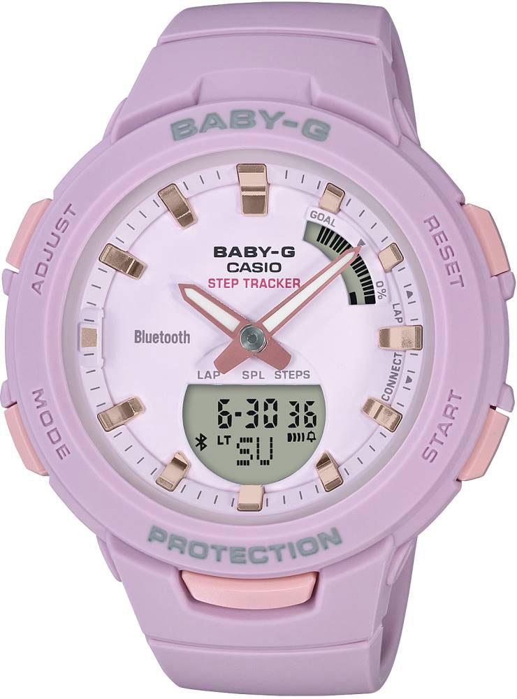 Casio BSA-B100-4A2 Takvimli 41.5 mm Mor Silikon Kordon Analog Kadın Kol Saati