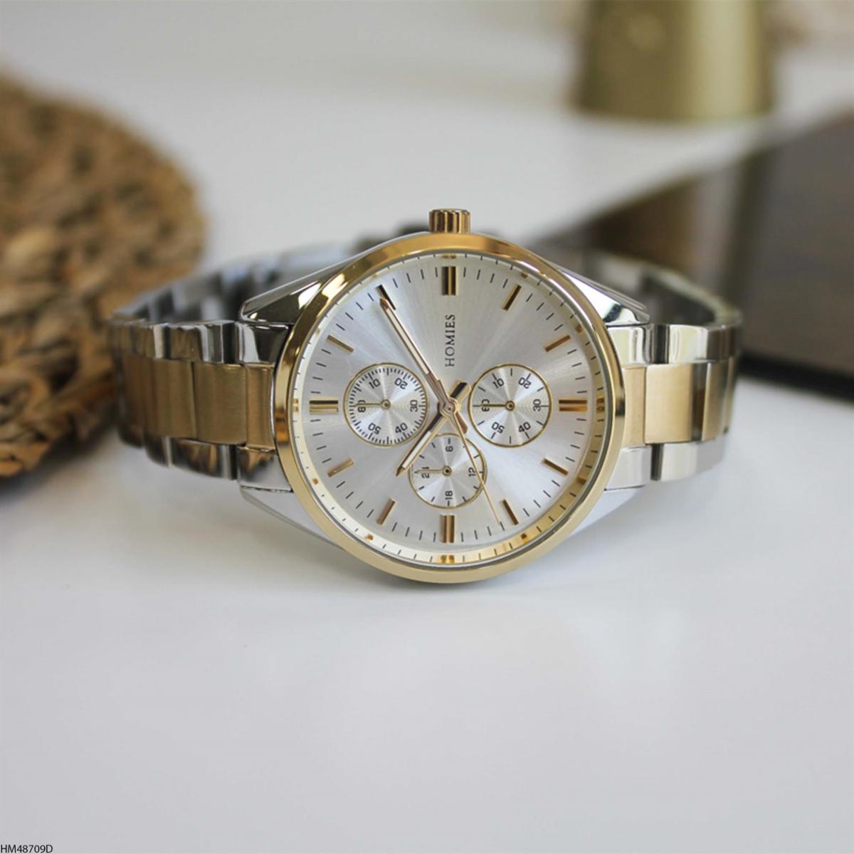 Homies HM48709D 35 mm Altın-Gri Metal Kordon Analog Kadın Kol Saati