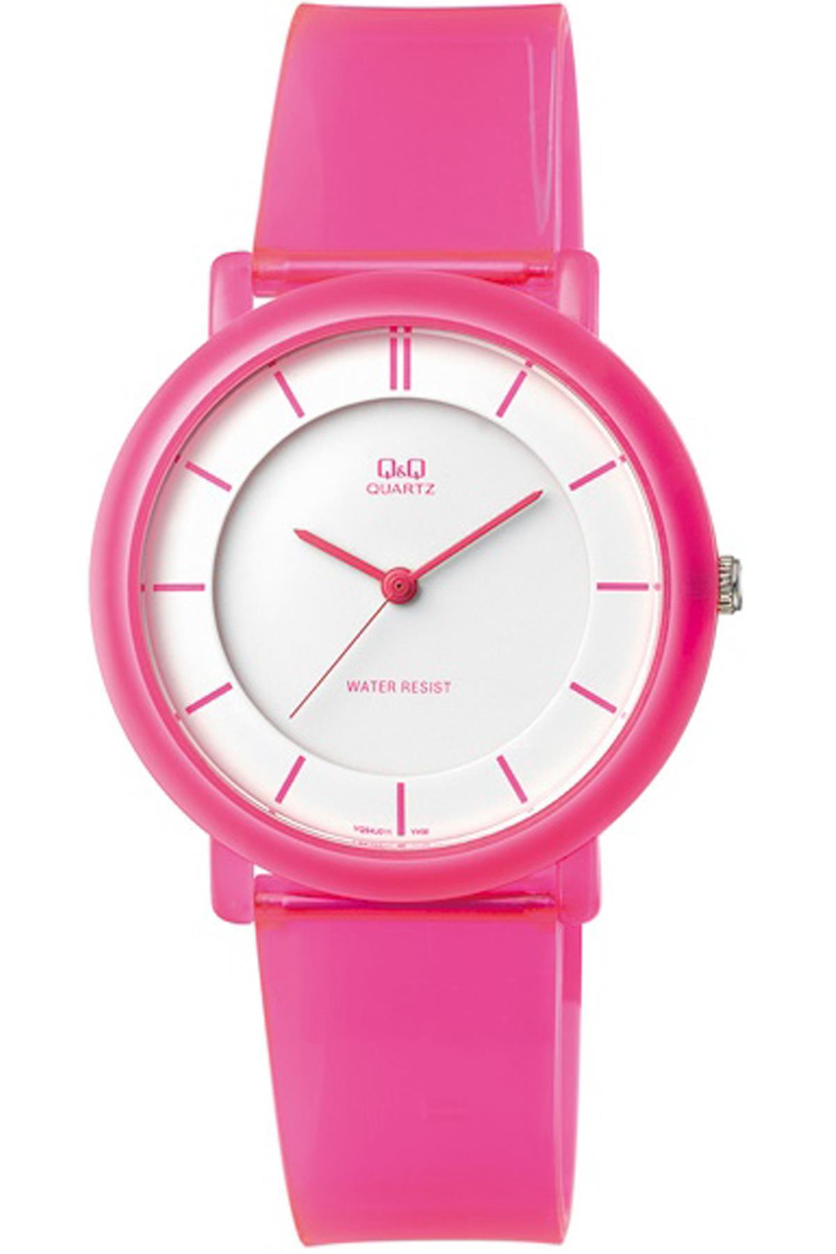 Q&Q 3K7 36 mm Pembe Silikon Kordon Analog Kadın Kol Saati