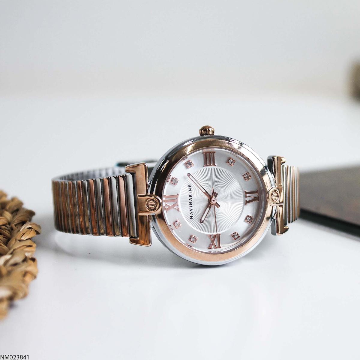 Navimarine NM023841 34 mm Gri-Rose Gold Çelik Kordon Analog Kadın Kol Saati