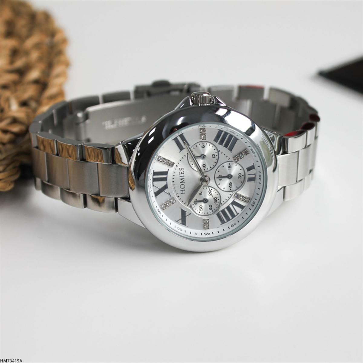 Homies HM73415A Takvimli 35 mm Gri Metal Kordon Analog Kadın Kol Saati