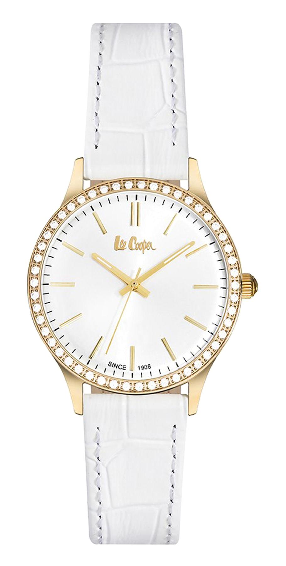 Lee Cooper LC06302.133 35 mm Beyaz Deri Kordon Analog Kadın Kol Saati