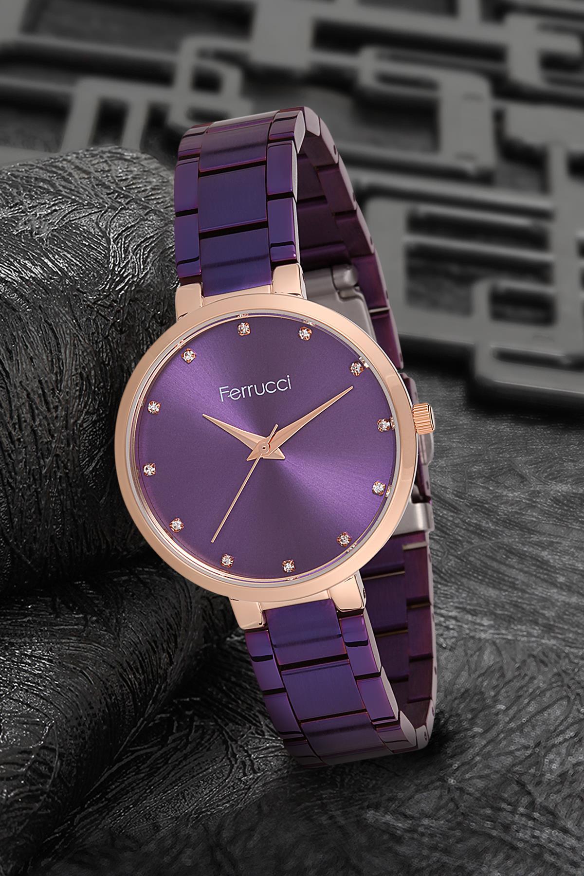 Ferrucci 9FM2012 38 mm Mor Metal Kordon Analog Kadın Kol Saati