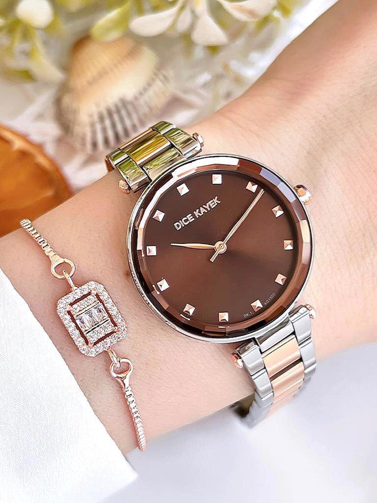 Dice Kayek DCK.736 35 mm Altın-Gri Çelik Kordon Analog Kadın Kol Saati