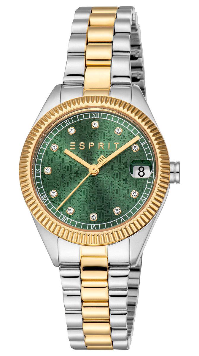Esprit ES1L433M0075 Takvimli 30 mm Altın-Gri Çelik Kordon Analog Kadın Kol Saati