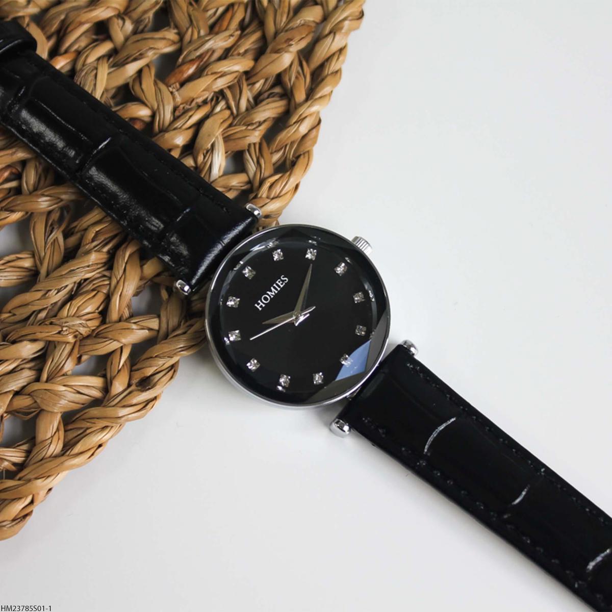 Homies HM23785S01-1 31 mm Siyah Deri Kordon Analog Kadın Kol Saati