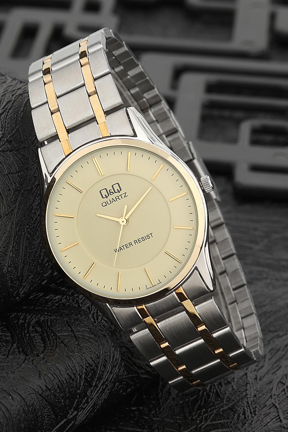Q&Q 3G878 36 mm Altın-Gri Metal Kordon Analog Kadın Kol Saati