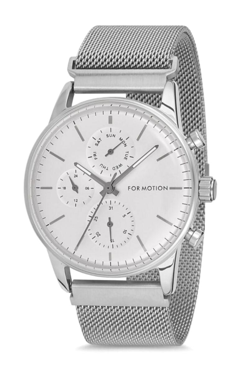 For Motion FM.12009FH.01 Takvimli 36-40 mm Gri Çelik Kordon Analog Erkek Kol Saati