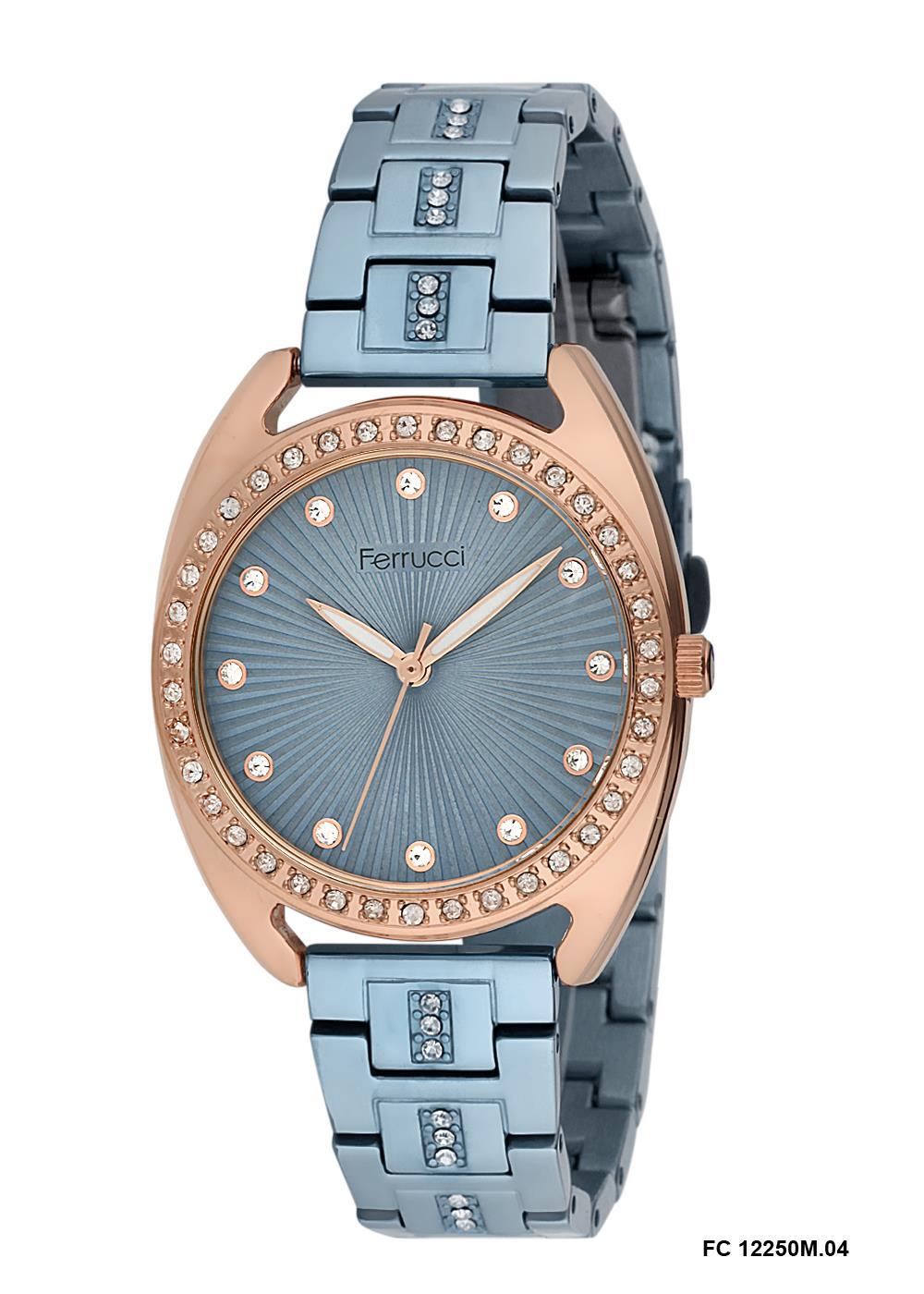 Ferrucci 9FM168 38 mm Mavi Metal Kordon Analog Kadın Kol Saati