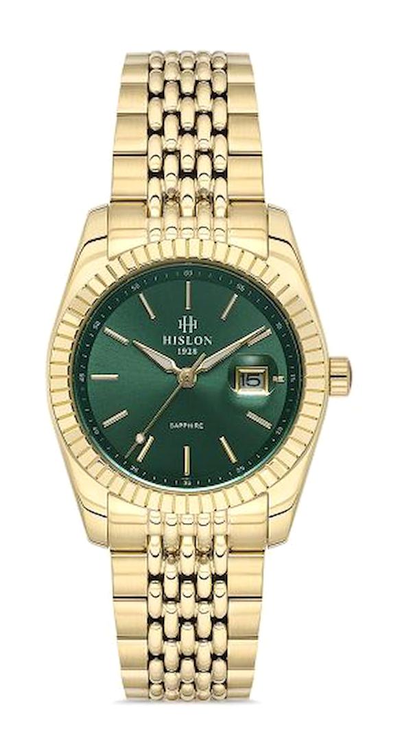 Hislon QL145G-15SG Takvimli 31 mm Altın Çelik Kordon Analog Kadın Kol Saati