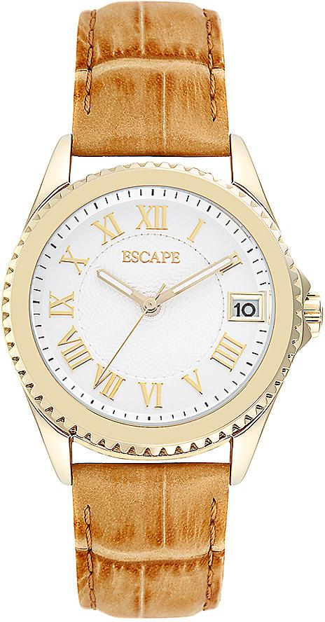 Escape EC1107-303 Takvimli 38 mm Kahverengi Deri Kordon Analog Kadın Kol Saati