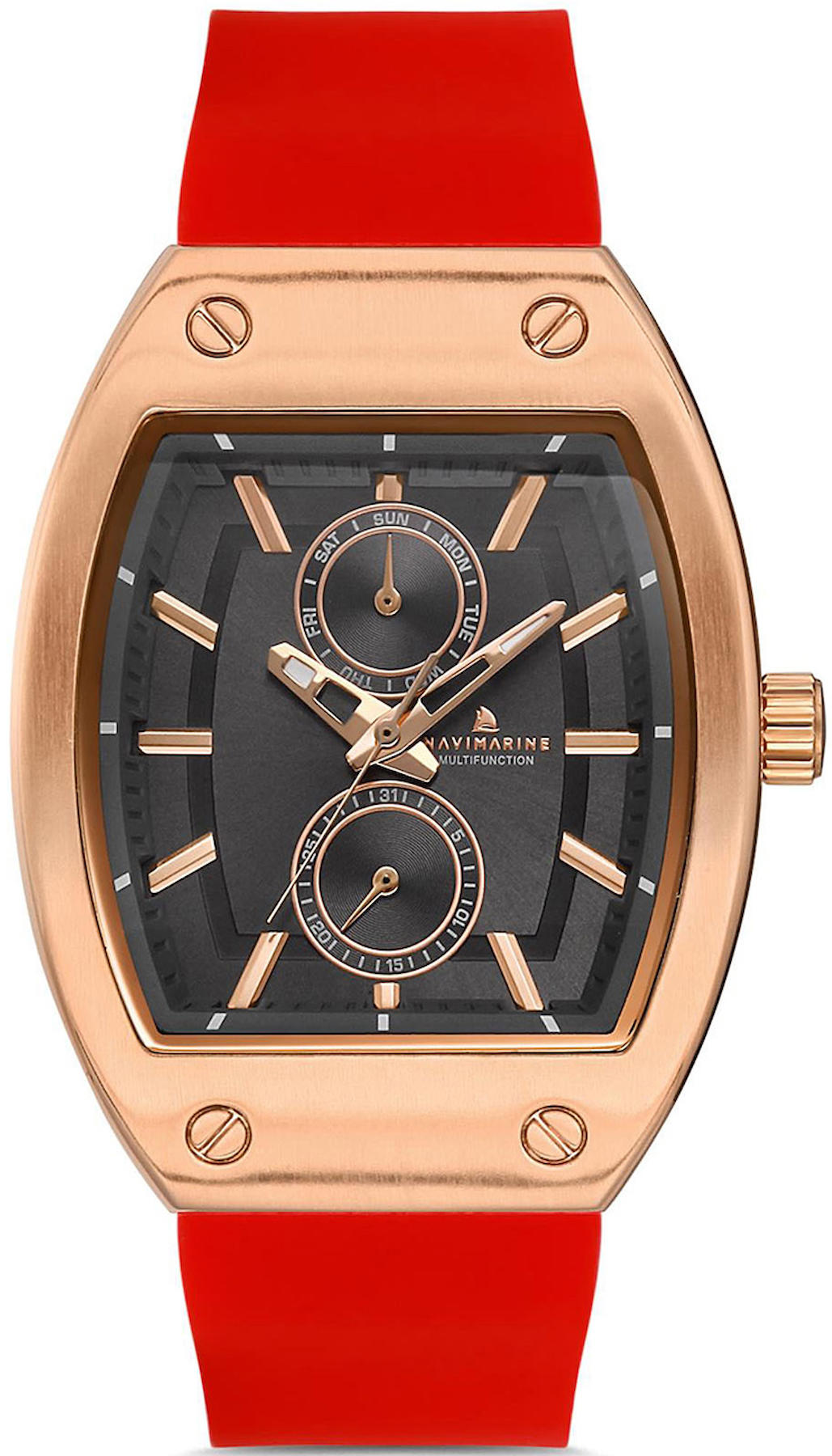 Navimarine NM136-06 Takvimli 34 mm Kırmızı Deri Kordon Analog Kadın Kol Saati